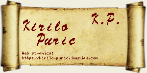Kirilo Purić vizit kartica